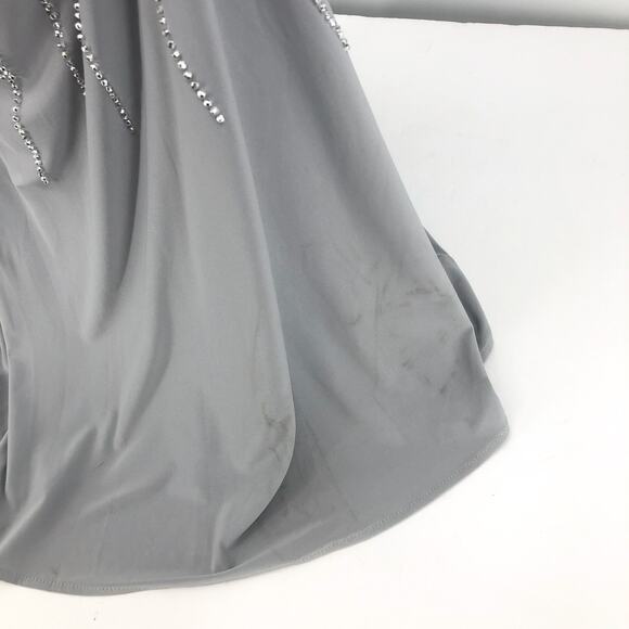 AQUA FORMAL Women's Embellished Column Gown Size 8 Silver Sleeveless NWT FLAW - Picture 12 of 16